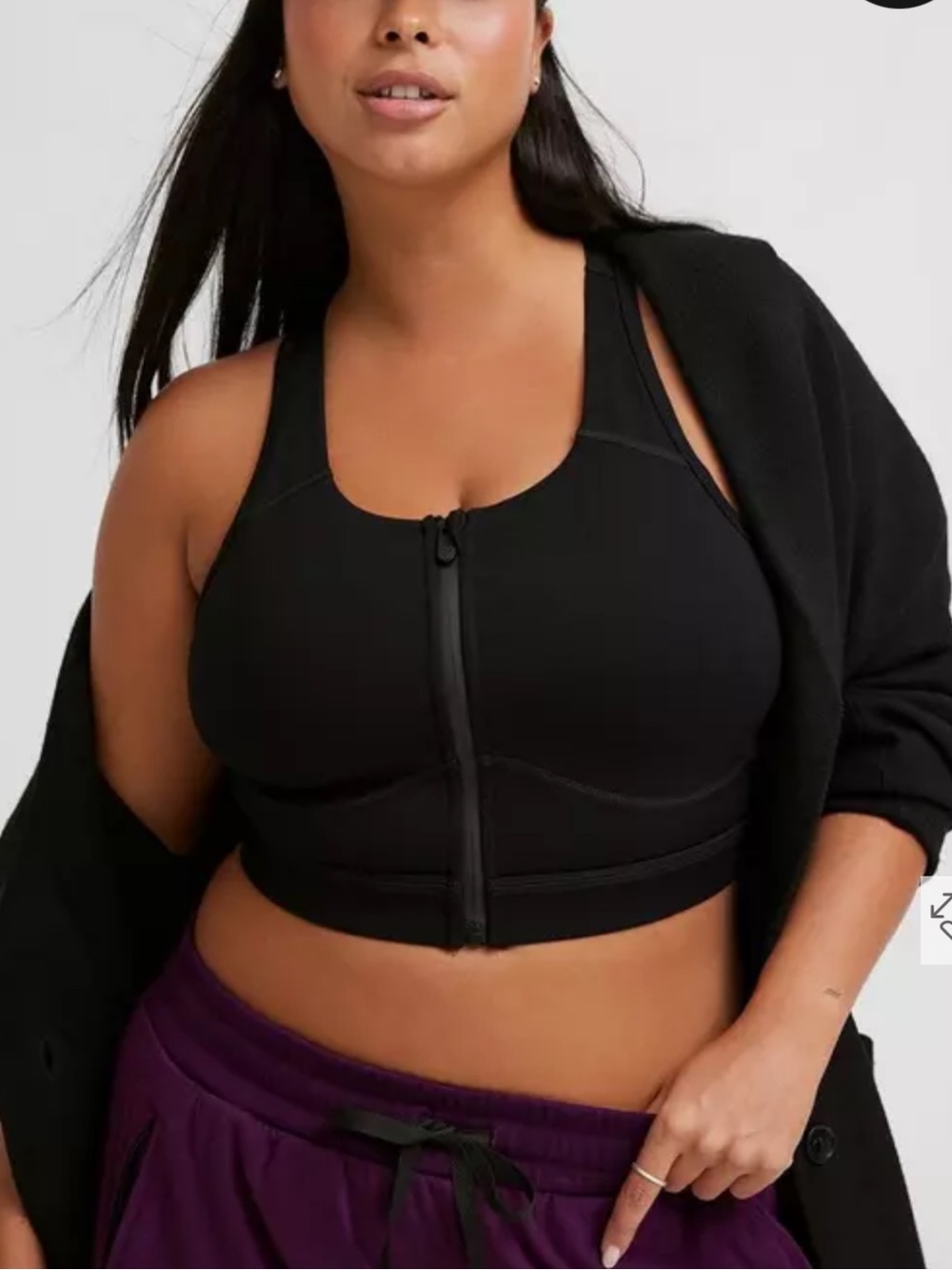 torrid Black Front-Zip High Support Sports Bra